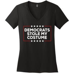 Trump 2024 Halloween Costume Democrats Stole My Costume Women's V-Neck T-Shirt