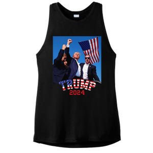 Trump 2024 HeLl Never Stop Fighting To Save America Ladies PosiCharge Tri-Blend Wicking Tank