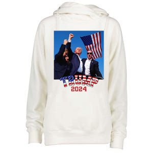 Trump 2024 HeLl Never Stop Fighting To Save America Womens Funnel Neck Pullover Hood