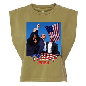 Trump 2024 HeLl Never Stop Fighting To Save America Garment-Dyed Women's Muscle Tee