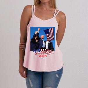 Trump 2024 HeLl Never Stop Fighting To Save America Women's Strappy Tank