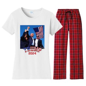 Trump 2024 HeLl Never Stop Fighting To Save America Women's Flannel Pajama Set