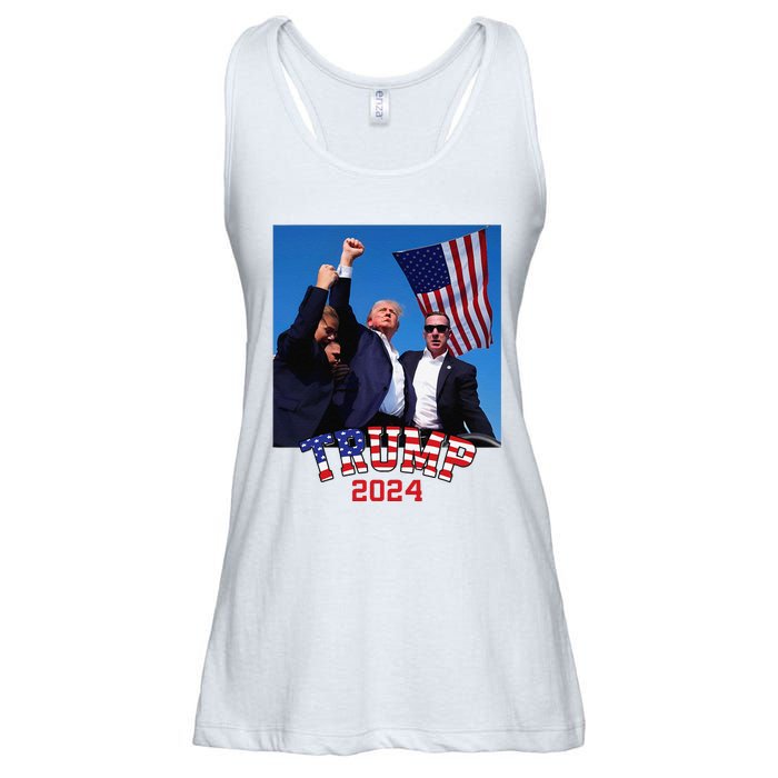 Trump 2024 HeLl Never Stop Fighting To Save America Ladies Essential Flowy Tank