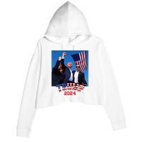 Trump 2024 HeLl Never Stop Fighting To Save America Crop Fleece Hoodie