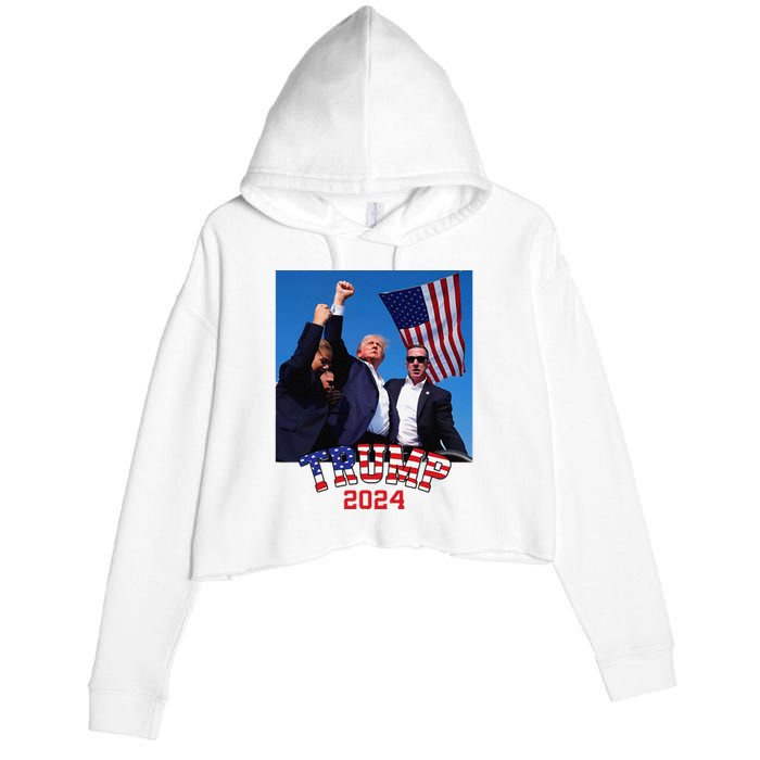 Trump 2024 HeLl Never Stop Fighting To Save America Crop Fleece Hoodie