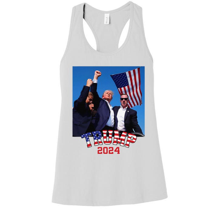 Trump 2024 HeLl Never Stop Fighting To Save America Women's Racerback Tank