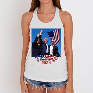 Trump 2024 HeLl Never Stop Fighting To Save America Women's Knotted Racerback Tank