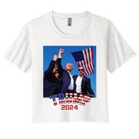 Trump 2024 HeLl Never Stop Fighting To Save America Women's Crop Top Tee