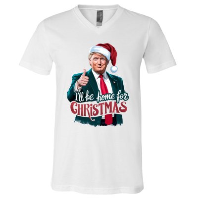 Trump 2024 ILl Be Home For Christmas V-Neck T-Shirt