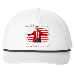 Trump 2024 ILl Be Home For Christmas Funny Trump Xmas 2024 Snapback Five-Panel Rope Hat