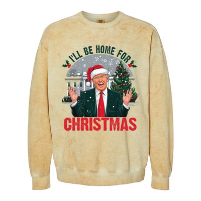 Trump 2024 ILl Be Home For Christmas Funny Santa Claus Colorblast Crewneck Sweatshirt