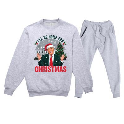 Trump 2024 ILl Be Home For Christmas Funny Santa Claus Premium Crewneck Sweatsuit Set