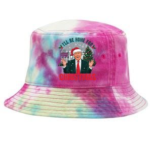 Trump 2024 ILl Be Home For Christmas Funny Santa Claus Tie-Dyed Bucket Hat