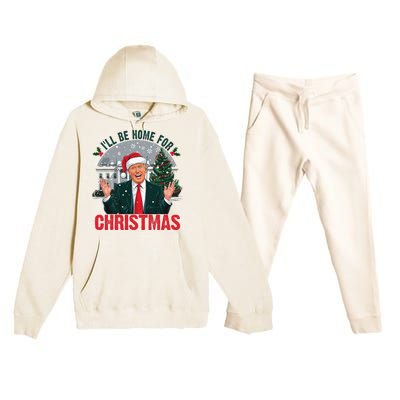 Trump 2024 ILl Be Home For Christmas Funny Santa Claus Premium Hooded Sweatsuit Set