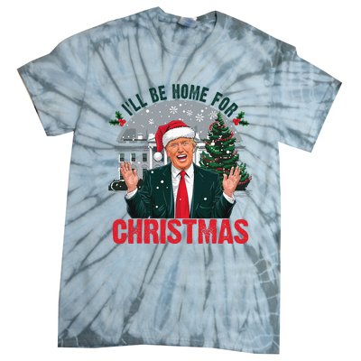 Trump 2024 ILl Be Home For Christmas Funny Santa Claus Tie-Dye T-Shirt