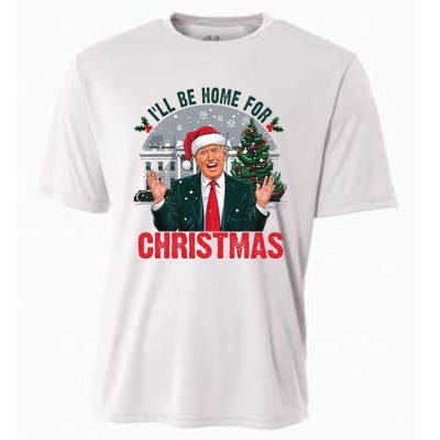 Trump 2024 ILl Be Home For Christmas Funny Santa Claus Cooling Performance Crew T-Shirt