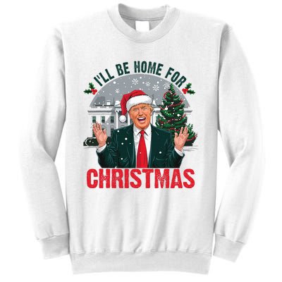 Trump 2024 ILl Be Home For Christmas Funny Santa Claus Sweatshirt