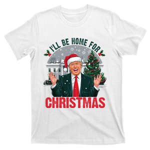 Trump 2024 ILl Be Home For Christmas Funny Santa Claus T-Shirt