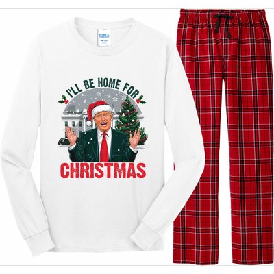 Trump 2024 ILl Be Home For Christmas Funny Santa Claus Long Sleeve Pajama Set