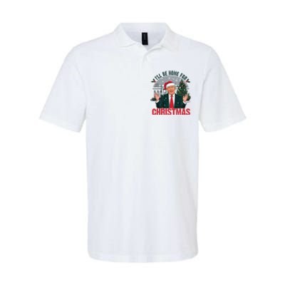 Trump 2024 ILl Be Home For Christmas Funny Santa Claus Softstyle Adult Sport Polo