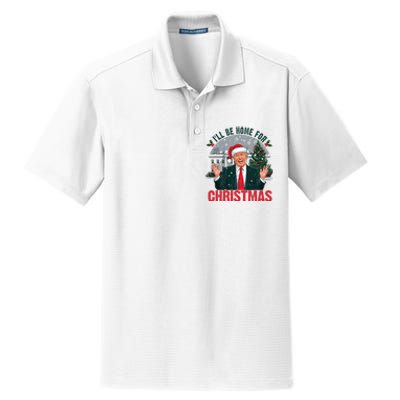 Trump 2024 ILl Be Home For Christmas Funny Santa Claus Dry Zone Grid Polo