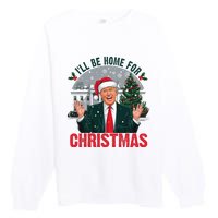 Trump 2024 ILl Be Home For Christmas Funny Santa Claus Premium Crewneck Sweatshirt