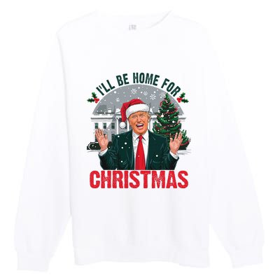 Trump 2024 ILl Be Home For Christmas Funny Santa Claus Premium Crewneck Sweatshirt