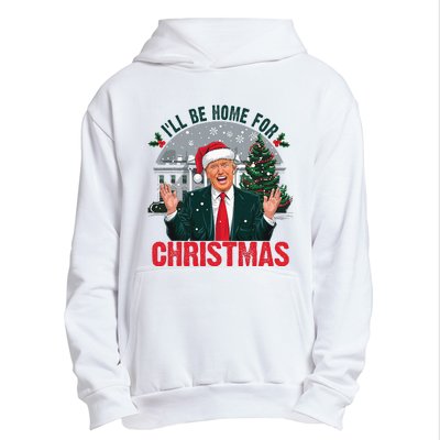 Trump 2024 ILl Be Home For Christmas Funny Santa Claus Urban Pullover Hoodie