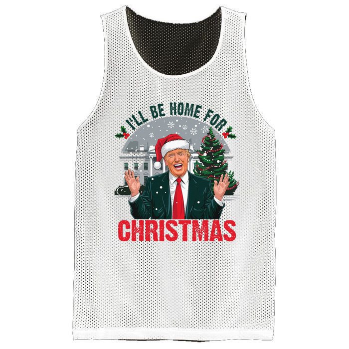 Trump 2024 ILl Be Home For Christmas Funny Santa Claus Mesh Reversible Basketball Jersey Tank