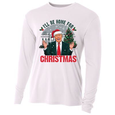 Trump 2024 ILl Be Home For Christmas Funny Santa Claus Cooling Performance Long Sleeve Crew