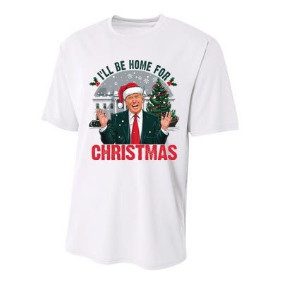 Trump 2024 ILl Be Home For Christmas Funny Santa Claus Performance Sprint T-Shirt