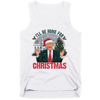 Trump 2024 ILl Be Home For Christmas Funny Santa Claus Tank Top