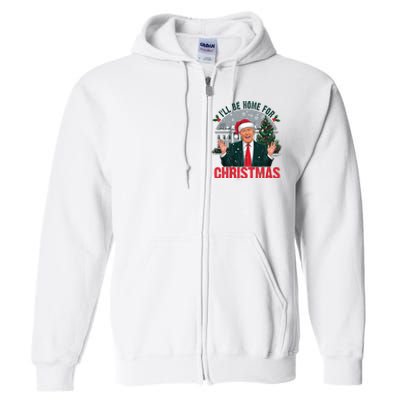 Trump 2024 ILl Be Home For Christmas Funny Santa Claus Full Zip Hoodie