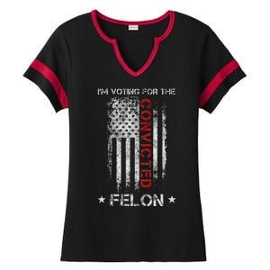 Trump 2024 IM Voting For The Convicted Felon Ladies Halftime Notch Neck Tee