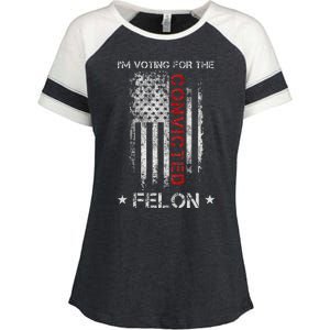 Trump 2024 IM Voting For The Convicted Felon Enza Ladies Jersey Colorblock Tee