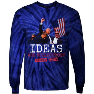 Trump 2024 Ideas Are Bulletproof Trump 2024 Tie-Dye Long Sleeve Shirt