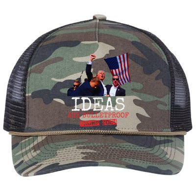 Trump 2024 Ideas Are Bulletproof Trump 2024 Retro Rope Trucker Hat Cap