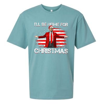 Trump 2024 ILl Be Home For Christmas Funny Trump Xmas 2024 Sueded Cloud Jersey T-Shirt