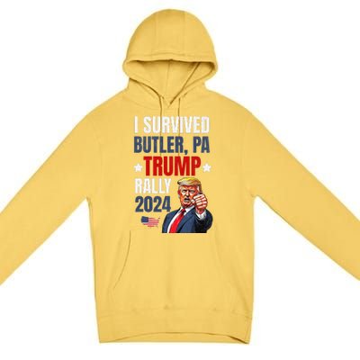 Trump 2024 I Survived Trump Rally Butler Pa Shooting Ear Premium Pullover Hoodie