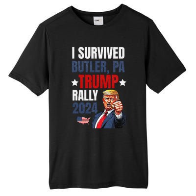 Trump 2024 I Survived Trump Rally Butler Pa Shooting Ear Tall Fusion ChromaSoft Performance T-Shirt