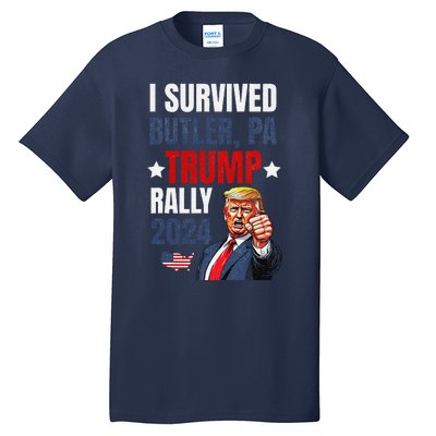 Trump 2024 I Survived Trump Rally Butler Pa Shooting Ear Tall T-Shirt