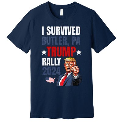 Trump 2024 I Survived Trump Rally Butler Pa Shooting Ear Premium T-Shirt