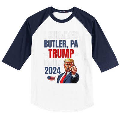 Trump 2024 I Survived Trump Rally Butler Pa Shooting Ear Baseball Sleeve Shirt