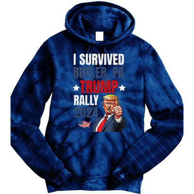 Trump 2024 I Survived Trump Rally Butler Pa Shooting Ear Tie Dye Hoodie