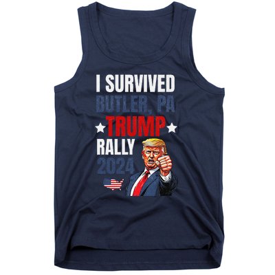 Trump 2024 I Survived Trump Rally Butler Pa Shooting Ear Tank Top