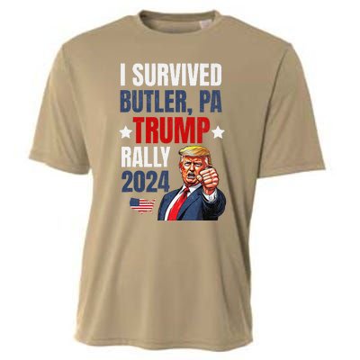 Trump 2024 I Survived Trump Rally Butler Pa Shooting Ear Cooling Performance Crew T-Shirt