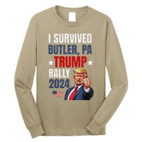 Trump 2024 I Survived Trump Rally Butler Pa Shooting Ear Long Sleeve Shirt