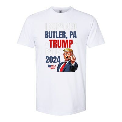 Trump 2024 I Survived Trump Rally Butler Pa Shooting Ear Softstyle CVC T-Shirt