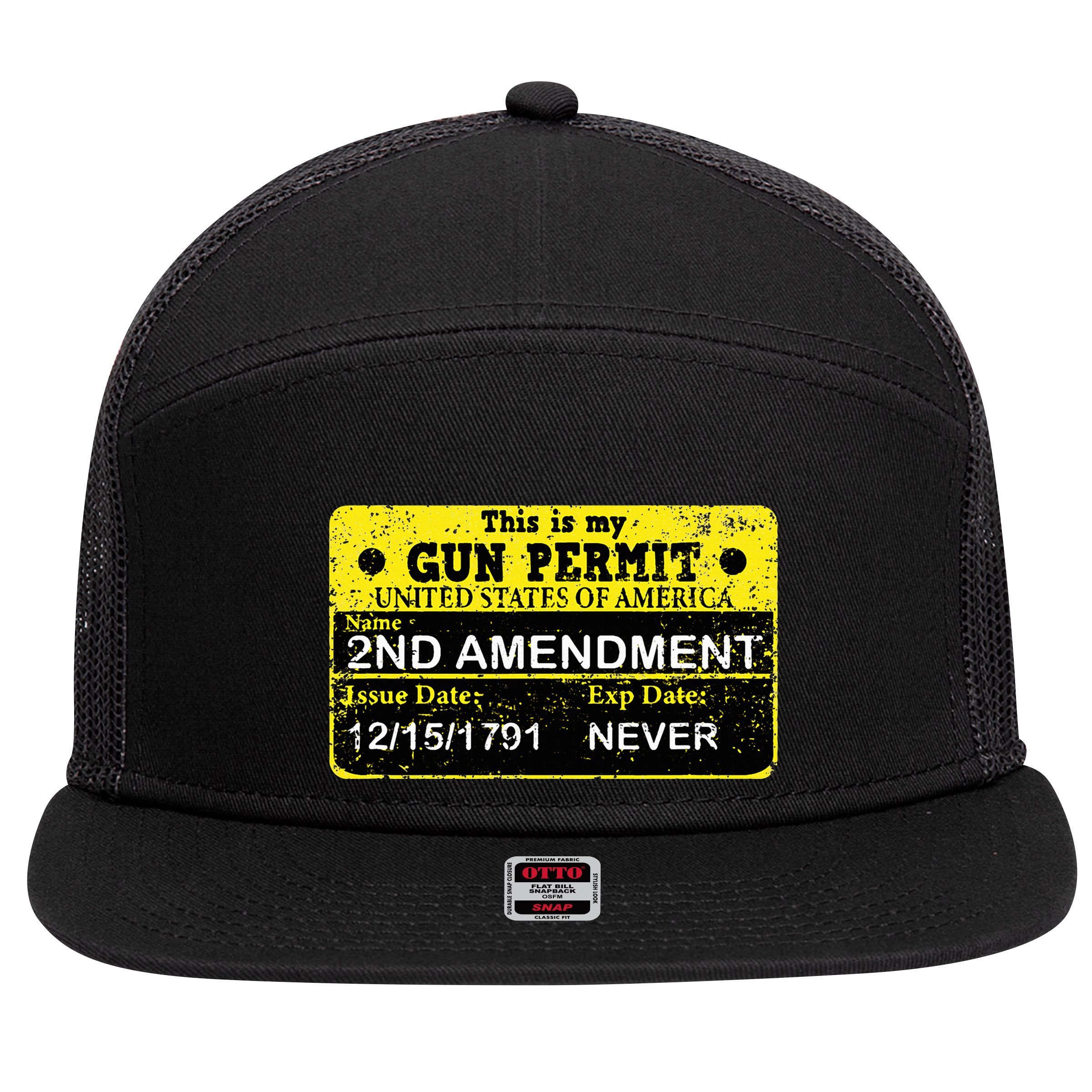 The 2a Is My Gun Permit Proud American Pro 2nd Amendment 7 Panel Mesh Trucker Snapback Hat