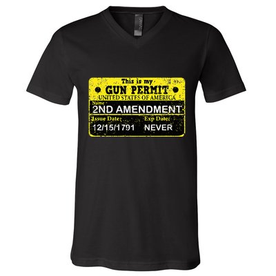 The 2a Is My Gun Permit Proud American Pro 2nd Amendment V-Neck T-Shirt